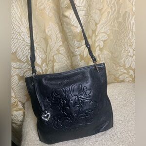 Brighton women leather shoulder bag silver accent